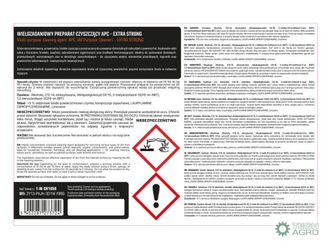 Wielozadaniowy preparat czyszczący APC (All Purpose Cleaner) EXTRA STRONG (koncentrat) 5l, Teger