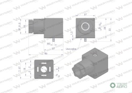Wtyczka elektryczna (czarna) 12V 24V (SP666) do zasilania cewek elektromagnetycznych z uszczelką Waryński