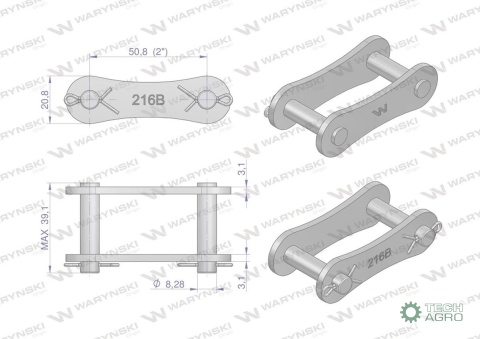 Zamek łańcucha Z216B (R1 2) Waryński ( sprzedawane po 5 ) Zamek łańcucha Z216B (R1 2) Waryński ( sprzedawane po 5 )