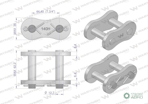 Zamek łańcucha przemysłowego Z28AH-1 ANSI A 140H (R1 1.3/4) Waryński Zamek łańcucha przemysłowego Z28AH-1 ANSI A 140H (R1 1.3/4) Waryński