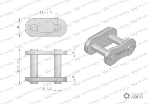Zamek łańcucha przemysłowy Z16AH-1 ANSI A 80H (R1 1) Waryński ( sprzedawane po 10 ) Zamek łańcucha przemysłowy Z16AH-1 ANSI A 80H (R1 1) Waryński ( sprzedawane po 10 )