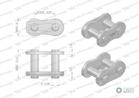 Zamek łańcucha wzmocnionego Z06A-1 ANSI A 35 06C-1 (R1 3/8) Waryński ( sprzedawane po 10 ) Zamek łańcucha wzmocnionego Z06A-1 ANSI A 35 06C-1 (R1 3/8) Waryński ( sprzedawane po 10 )