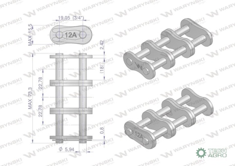 Zamek łańcucha wzmocnionego Z12A-3 ANSI A 60 (R3 3/4) Waryński ( sprzedawane po 5 ) Zamek łańcucha wzmocnionego Z12A-3 ANSI A 60 (R3 3/4) Waryński ( sprzedawane po 5 )