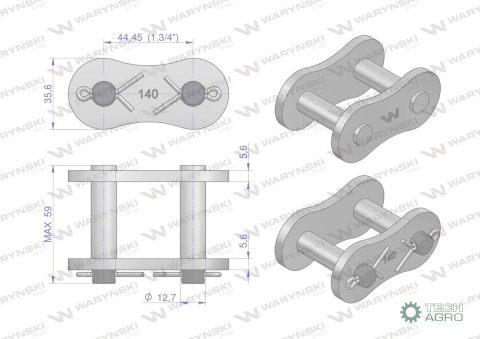 Zamek łańcucha wzmocnionego Z28A-1 ANSI A 140 (R1 1.3/4) Waryński Zamek łańcucha wzmocnionego Z28A-1 ANSI A 140 (R1 1.3/4) Waryński