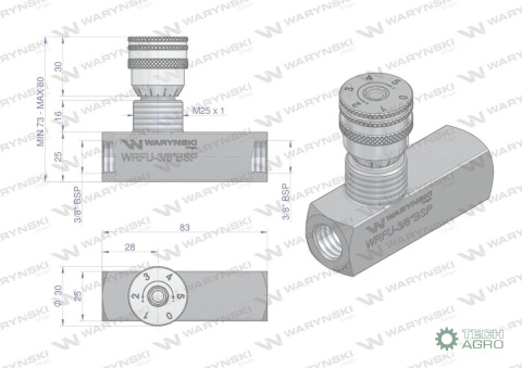 Zawór dławiąco-zwrotny WRFU 90 3/8"BSP Waryński Zawór dławiąco-zwrotny WRFU 90 3/8"BSP Waryński
