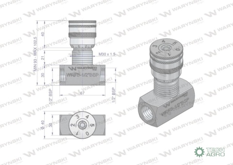Zawór dławiący WRFB 90 1/2"BSP Waryński Zawór dławiący WRFB 90 1/2"BSP Waryński