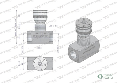 Zawór dławiący WRFB 90 3/4"BSP Waryński