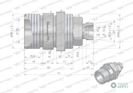 Zawór gniazdo (Bizon) M18x1,5 skręcane (ZSR6160101) Waryński