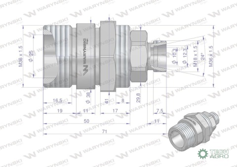 Zawór gniazdo (Bizon) M18x1,5 skręcane (ZSR6160101) Waryński Zawór gniazdo (Bizon) M18x1,5 skręcane (ZSR6160101) Waryński