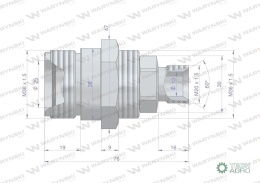 Zawór gniazdo M20x1.5 skręcane (ZSR6M20GNK) Waryński