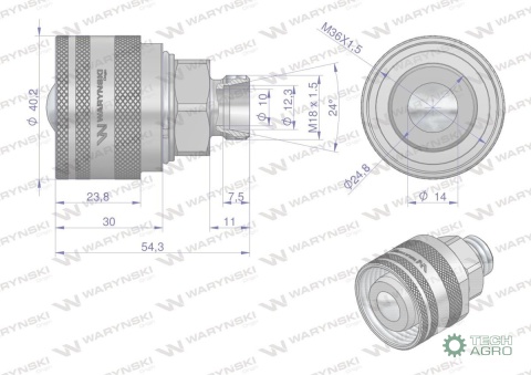 Zawór wtyczka (Bizon) M18x1.5 skręcane (ZSR6160102) Waryński (opakowanie 10szt) Zawór wtyczka (Bizon) M18x1.5 skręcane (ZSR6160102) Waryński (opakowanie 10szt)