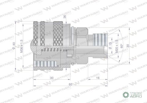 Zawór wtyczka M20x1.5 skręcane (ZSR6M20WTK) Waryński Zawór wtyczka M20x1.5 skręcane (ZSR6M20WTK) Waryński