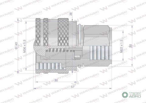 Zawór wtyczka M22x1.5 gwint wewnętrzny skręcane Waryński Zawór wtyczka M22x1.5 gwint wewnętrzny skręcane Waryński