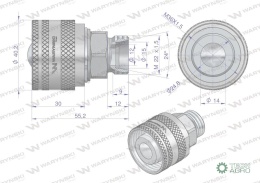 Zawór wtyczka M22x1.5 skręcane (50490030) Waryński (opakowanie 10szt)