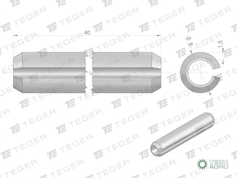 Kołek sprężysty 8x40 TEGER, (sprzedawane po 10)