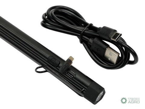 Latarka LED COB pen aluminiowa 400lm akumulator 750mAh ładowana USB Teger