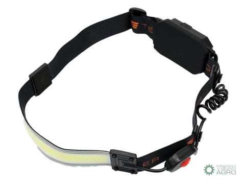 Latarka czołówka, paskowa SOFT LED COB 450lm z funkcją RED z tyłu ładowana USB, Teger