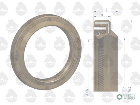 Pierścień uszczelniający uszczelniacz simering 2-wargowy wału przedni 57.2x76.2x9/13 2415344 Fluoroelastomer MF3 ORYGINAŁ URSUS