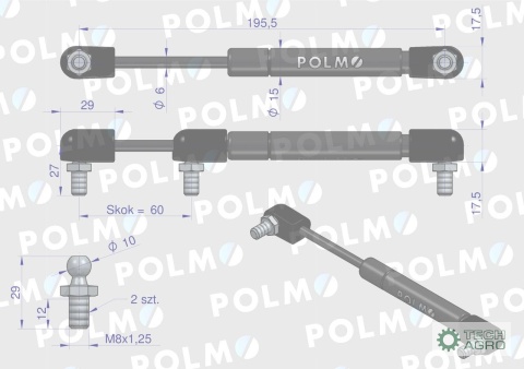 Siłownik dachu 16367958 pasuje do Zetora Proxima Forterra POLMO