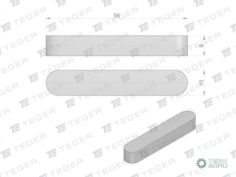 Wpust pryzmatyczny 10x8x56 TEGER, (sprzedawane po 10)