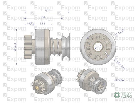 Zespół sprzęgający rozrusznika 054898 (rozrusznik Valeo) EXPOM KWIDZYN eu