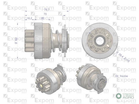 Zespół sprzęgający rozrusznika 333682. 16.902.507. 1447834M91 MF-4 Nowy Typ EXPOM KWIDZYN eu