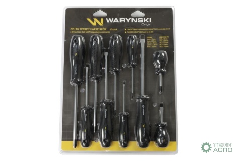 Zestaw wkrętaków ze stali odpornej naskręcanie SVCM 10 szt z hartowanymi grotami Waryński Zestaw wkrętaków ze stali odpornej naskręcanie SVCM 10 szt z hartowanymi grotami Waryński