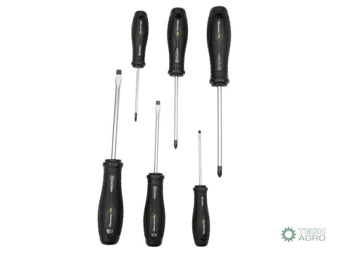 Zestaw wkrętaków ze stali odpornej naskręcanie SVCM 6 szt z hartowanymi grotami, Waryński Zestaw wkrętaków ze stali odpornej naskręcanie SVCM 6 szt z hartowanymi grotami, Waryński