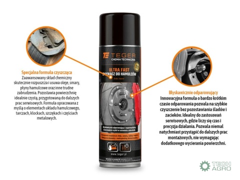 Zmywacz do hamulców ULTRA FAST, 500 ml,Teger