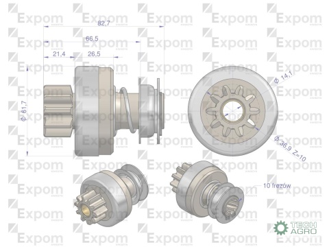 Zespół sprzęgający rozrusznika MTZ 16.903.550 (rozrusznik Iskra) EXPOM KWIDZYN eu