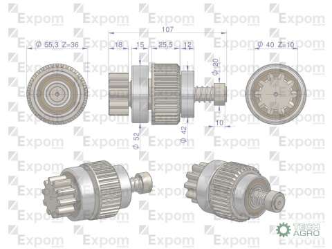 Zespół sprzęgający rozrusznika z reduktorem MF3 MASSEY FERGUSON Blue Line EXPOM KWIDZYN eu