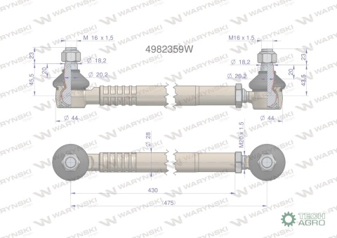 Drążek kierowniczy 4982359 WARYŃSKI