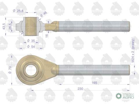 Główka łącznika centralnego Prawa C-360ORYGINAŁ URSUS