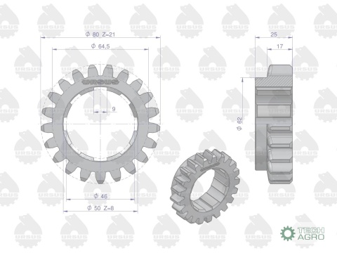 Koło zębate wstecznego biegu napędzające C-330 ORYGINAŁ URSUS