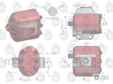 Pompa hydrauliczna podnośnika wzmocniona 36 l/min C-360 ORYGINAŁ URSUS