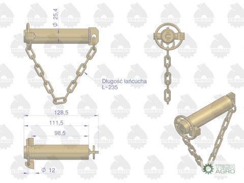 Sworzeń łącznika centralnego C-330/360/MF-3/385 ORYGINAŁ URSUS