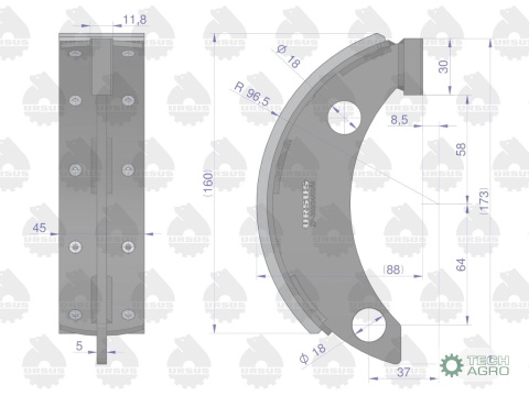 Szczęka hamulcowa ( Długa nitowana ) C-330 ORYGINAŁ URSUS