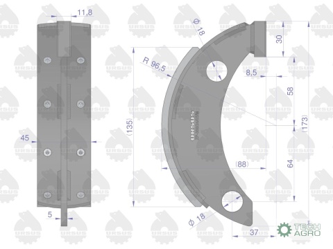 Szczęka hamulcowa ( Krótka nitowana ) C-330 ORYGINAŁ URSUS