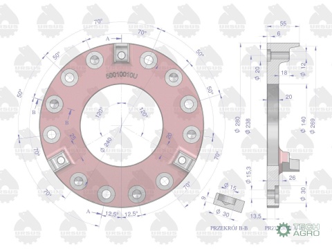 Tarcza dociskowa sprzęgła stary typ C-330 ORYGINAŁ URSUS