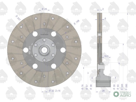 Tarcza sprzęgła napędu ciągnika I stopnia C-330M ORYGINAŁ URSUS