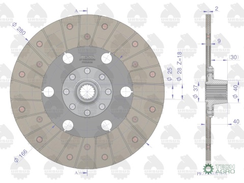 Tarcza sprzęgła napędu ciągnika I stopnia C-360-3P PREMIUM ORYGINAŁ URSUS