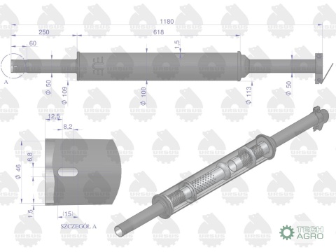 Tłumik okrągły długi 5.5kg 1180mm C-360(prosty) ORYGINAŁ URSUS