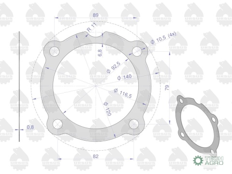 Uszczelka pompy wtryskowej krążelit 0.8mm C-330 ( sprzedawane po 10 ) ORYGINAŁ URSUS