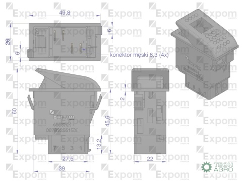 Włącznik przechylny (włącznik typu kombi) z blokadą Case IH Linde EXPOM KWIDZYN eu