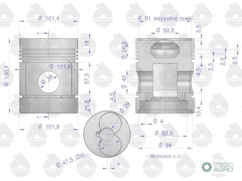 Zestaw naprawczy silnika C-330 (komplet) ORYGINAŁ URSUS