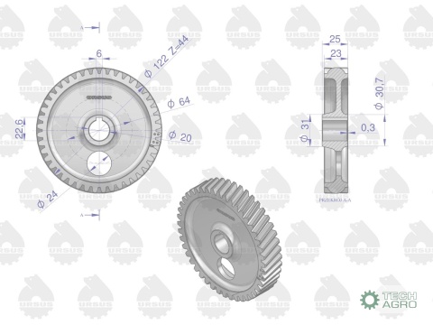 Koło zębate na wałek rozrządu 950424 C-360/Zetor ORYGINAŁ URSUS