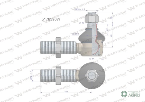 Przegub kierowniczy M24x1.5 5178378 WARYŃSKI