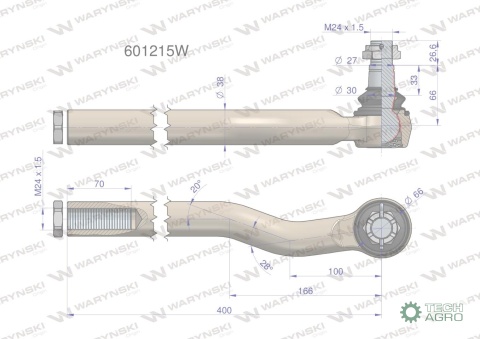 Przegub układu kierowniczego Manitou 601215 Waryński