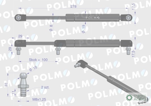 Siłownik dachu 53369911 pasuje do Zetora Proxima Forterra POLMO