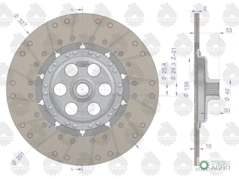 Tarcza sprzęgła drobny frez FI-327. Z-21. 13" MF-4 PREMIUM ORYGINAŁ URSUS